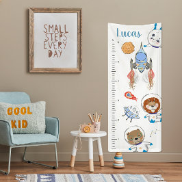 Niedliche Weltraumtiere | Vinyl Growth Chart Banne Banner