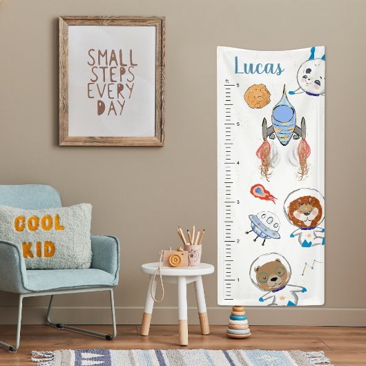 Niedliche Weltraumtiere | Vinyl Growth Chart Banne Banner