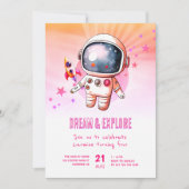 Niedliche Weltraumtour 4. Geburtstag Einladung (Vorderseite)