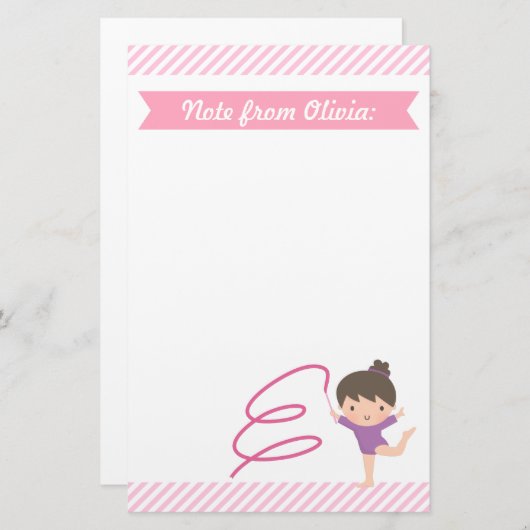 Niedliche wenig Gymnast-Mädchen-und Band-Gymnastik Briefpapier (Vorne/Hinten)