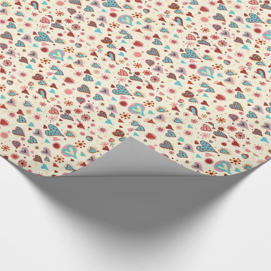 Niedliche Werte Herzmuster Geschenkpapier (Ecke)