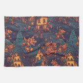 Niedliche Werwölfe rund um ein Dorf Geschirrtuch (Horizontal)