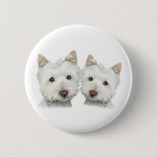 Niedliche Westie Hunde Button (Vorderseite)