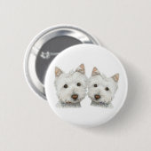 Niedliche Westie Hunde Button (Vorne & Hinten)