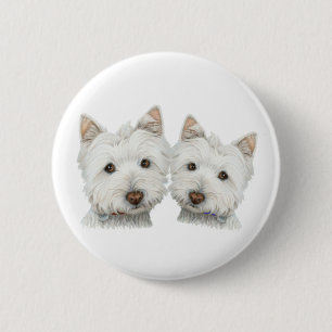 Niedliche Westie Hunde Button