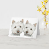 Niedliche Westie Hunde Karte (Gelbe Blume)
