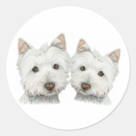 Niedliche Westie Hunde Runder Aufkleber