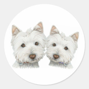 Niedliche Westie Hunde Runder Aufkleber