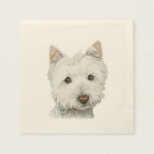 Niedliche Westie Hundekunst-Cocktail-Serviette Serviette