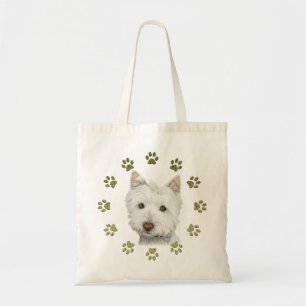 Niedliche Westie Hundekunst und -tatzen Tragetasche