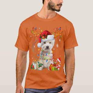 Niedliche Westie Hundelampen Weihnachtsmannmütze S T-Shirt