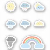 Niedliche Wettersymbole Stickers Set Aufkleber (Vorderseite)