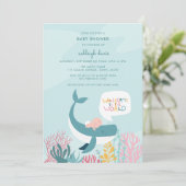 Niedliche Whale Baby Dusche Einladung (Stehend Vorderseite)