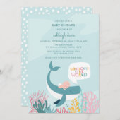 Niedliche Whale Baby Dusche Einladung (Vorne/Hinten)