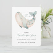 Niedliche Whale Baby Dusche Einladung (Stehend Vorderseite)