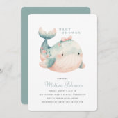 Niedliche Whale Baby Dusche Einladung (Vorne/Hinten)