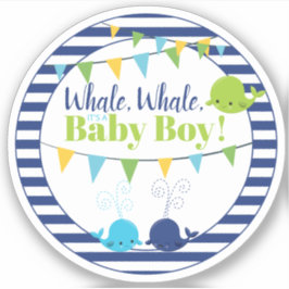Niedliche Whale Baby Dusche für Baby Boy Navy Blue Aufkleber