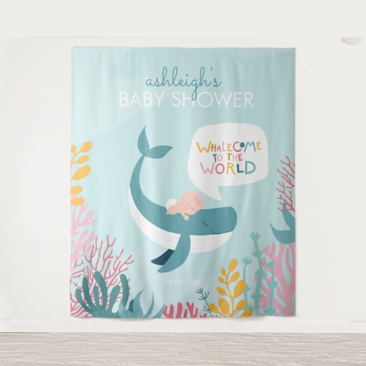 Niedliche Whale Baby Dusche Tapestry Wandteppich (Vorderseite)