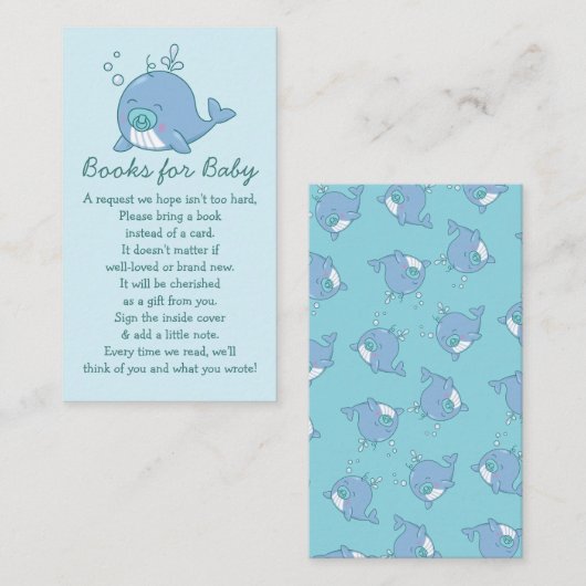 Niedliche Whale Baby Shower Books für Baby Boy Blu Begleitkarte (Vorne/Hinten)