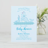 Niedliche Whale Baby Shower Ocean Gender Neutral B Einladung (Stehend Vorderseite)
