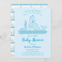 Niedliche Whale Baby Shower Ocean Gender Neutral B Einladung