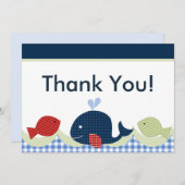 Niedliche Whale/Fisch Kinderdusche Dankeschön Kart Dankeskarte (Vorne/Hinten)