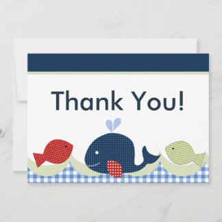 Niedliche Whale/Fisch Kinderdusche Dankeschön Kart Dankeskarte