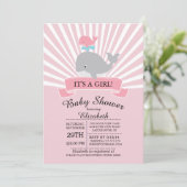 Niedliche Whale-Girl-Kinderdusche Einladung (Stehend Vorderseite)