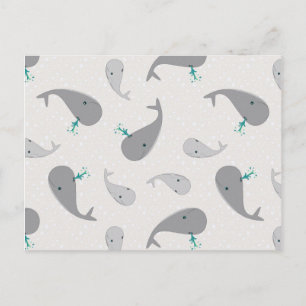 Niedliche Whale-Mama und Baby-Muster Postkarte
