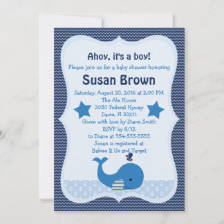 Niedliche Whale Nautical Baby Dusche Einladung