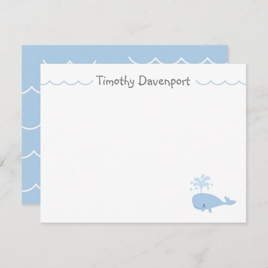 Niedliche Whale-Note-Karte Mitteilungskarte (Vorne/Hinten)