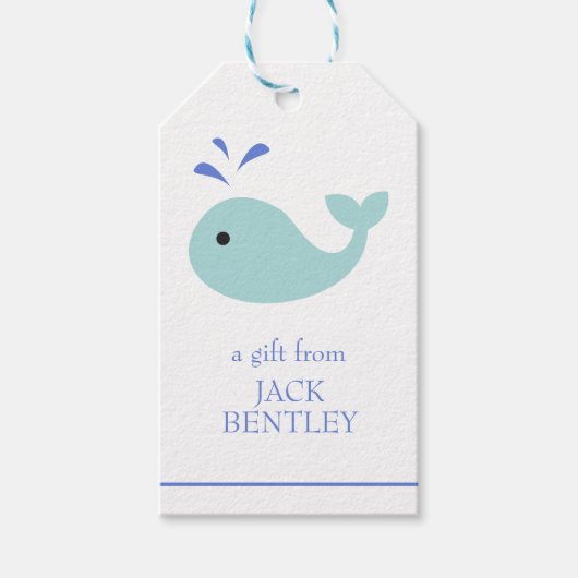 Niedliche Whale-Personalisierte Gift-Tags Geschenkanhänger (Vorderseite)