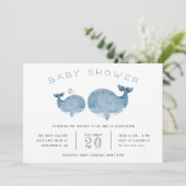Niedliche Whale Whale Boy's Blue Baby Dusche Einladung (Stehend Vorderseite)