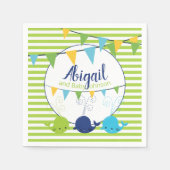 Niedliche Whales-Baby-Dusche Grün und Weiß Serviette (Vorderseite)