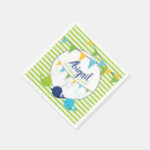 Niedliche Whales-Baby-Dusche Grün und Weiß Serviette (Ecke)