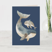 Niedliche Whales Big Sister Navy Blue Happy Geburt Karte (Vorderseite)