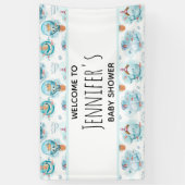 Niedliche Whales Watercolor Babydusche Banner (Vertikal)