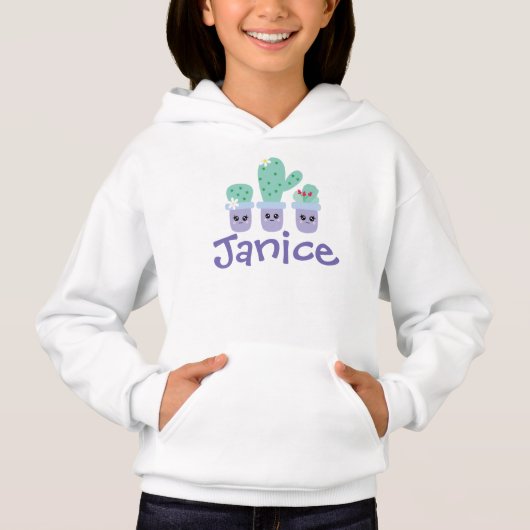 Niedliche Whimiscal Floral Cactus Pflanze Hoodie (Vorderseite)