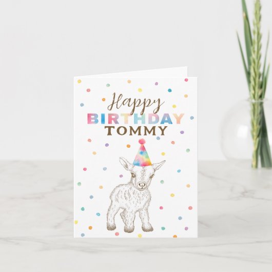 Niedliche Whimsical Baby Goat Happy Birthday Card Karte (Vorderseite)