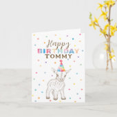 Niedliche Whimsical Baby Goat Happy Birthday Card Karte (Gelbe Blume)