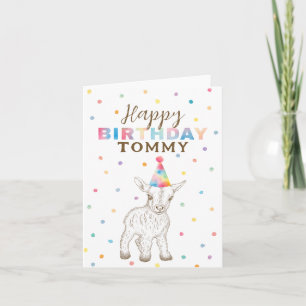 Niedliche Whimsical Baby Goat Happy Birthday Card Karte