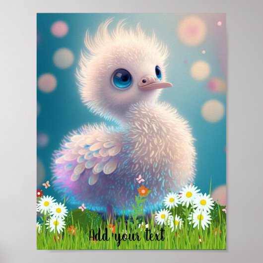 Niedliche Whimsical Baby Stork Illustration Bird D Poster (Vorne)