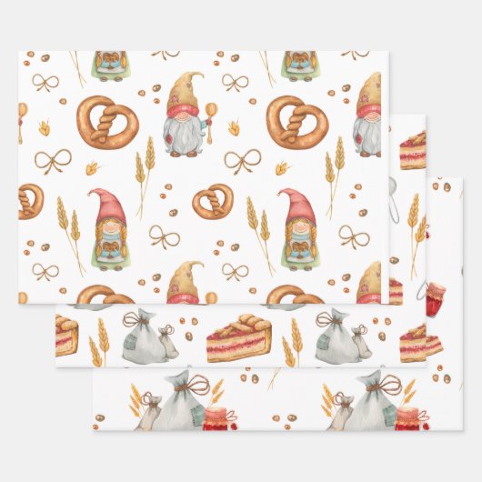 Niedliche Whimsical Backweihnachtsgnomen Geschenkpapier Set (Set)