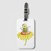 Niedliche Whimsical Biene auf einer Blume Gepäckanhänger (Vorderseite Vertikal)