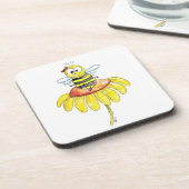 Niedliche Whimsical Biene auf einer Blume Getränkeuntersetzer (Linke Seite)