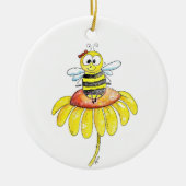 Niedliche Whimsical Biene auf einer Blume Keramik Ornament (Vorne)