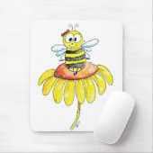 Niedliche Whimsical Biene auf einer Blume Mousepad (Mit Mouse)