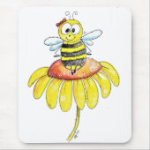 Niedliche Whimsical Biene auf einer Blume Mousepad (Vorne)