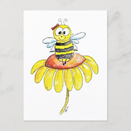 Niedliche Whimsical Biene auf einer Blume Postkarte