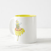 Niedliche Whimsical Biene auf einer Blume Zweifarbige Tasse (Vorderseite Links)